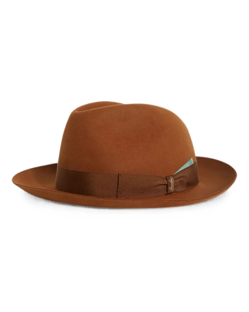 Pal Zileri x Borsalino Federico grosgrain-trim fedora hat - Braun Braun