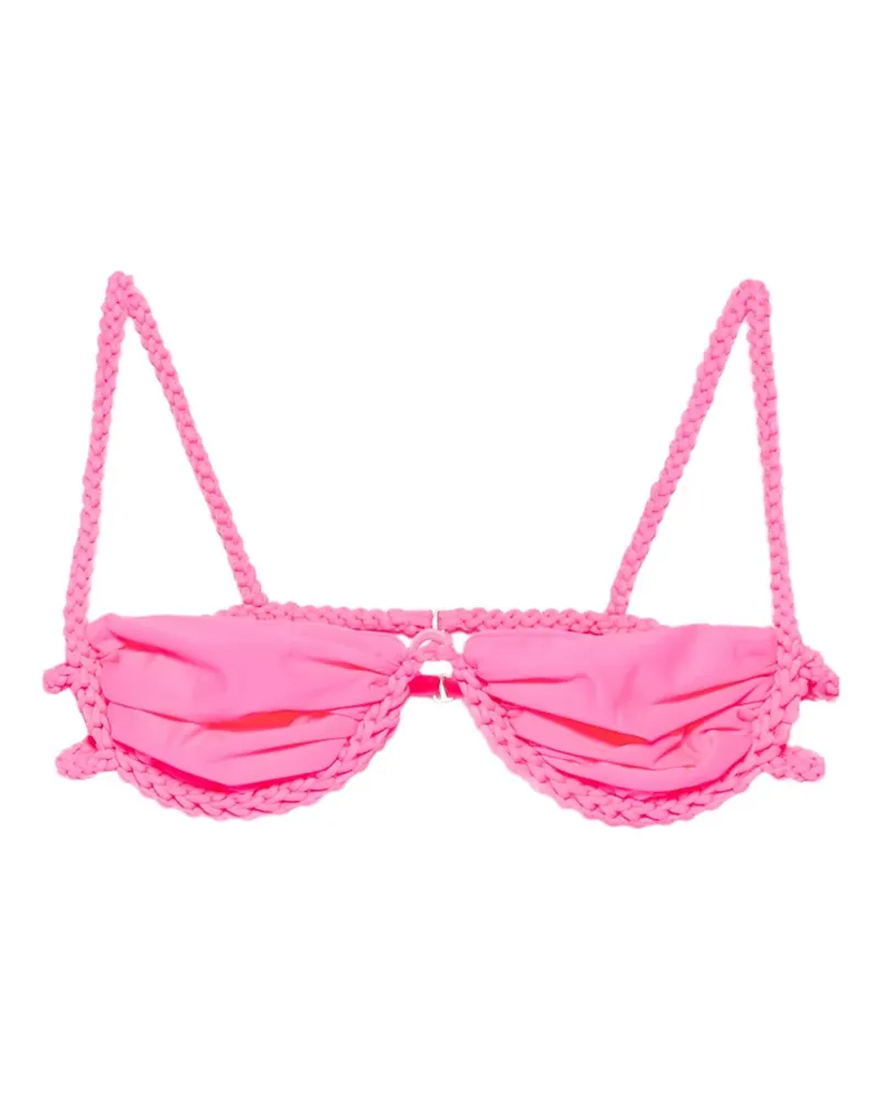 Isa Boulder braided-trim bikini top - Rosa Rosa