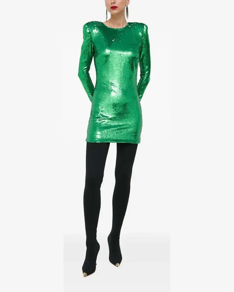 Bardot Paillettenkleid mit gepolsterten Schultern - Grün Grün