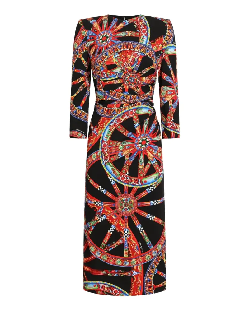 Dolce & Gabbana Charmeuse Kleid mit Carretto-Print - Schwarz Schwarz