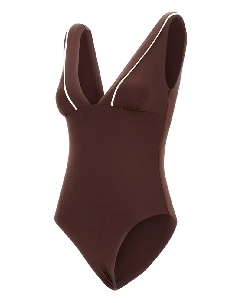 Herno Badeanzug mit Kontrastborten - Braun Braun