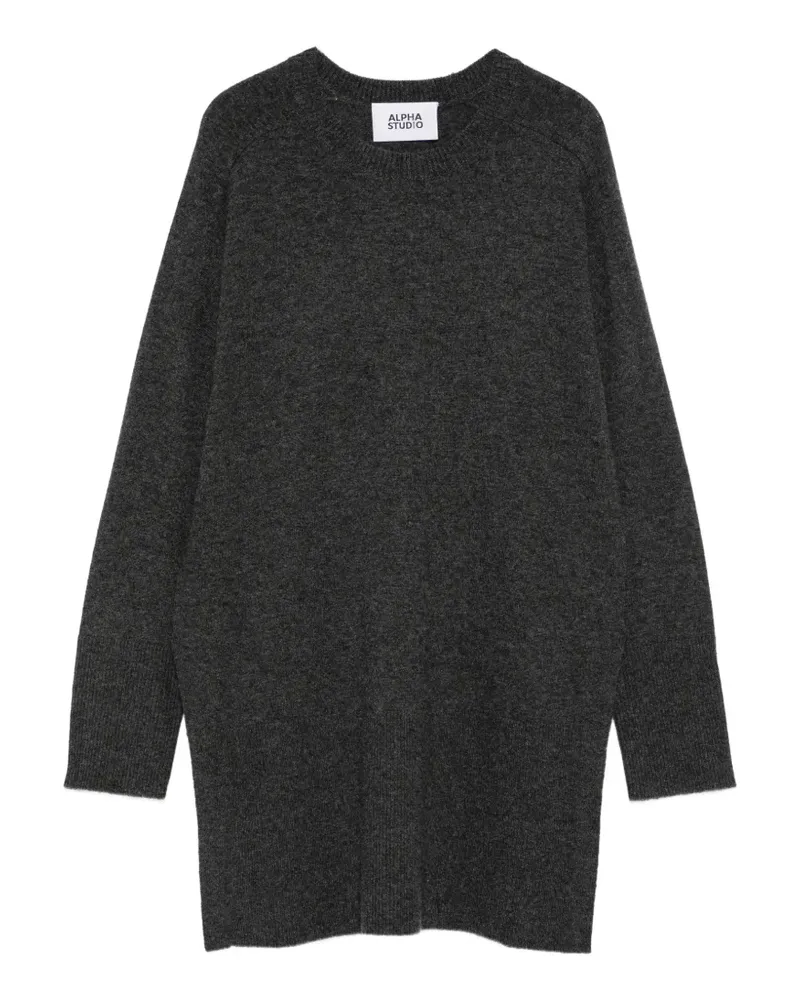 Alpha Studio Fein gestrickter Pullover - Grau Grau