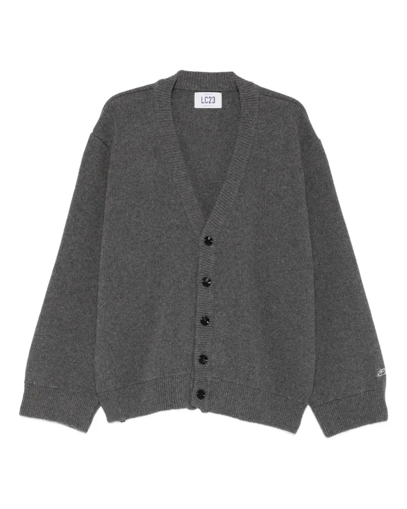 LC23 Geknöpfter Cardigan mit V-Ausschnitt - Grau Grau