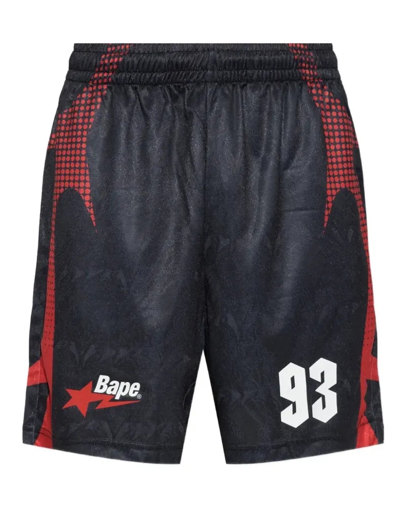 BAPE APE Flame Mesh-Shorts mit Logo-Print - Schwarz Schwarz