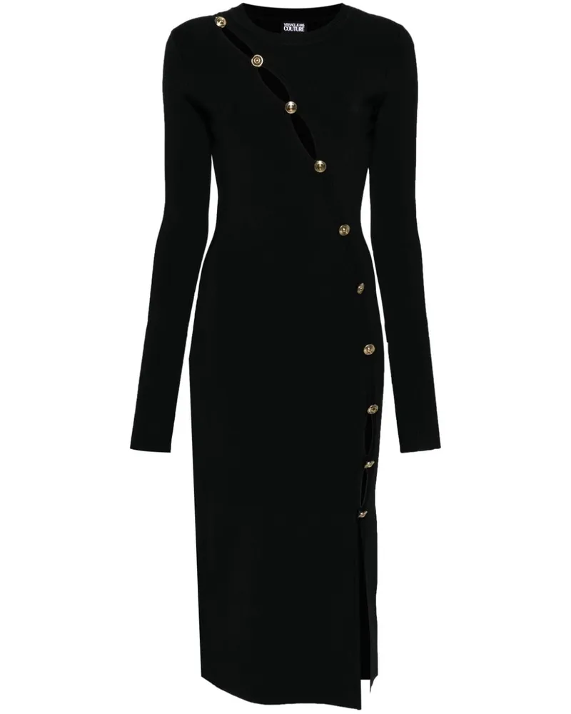 Versace Jeans Midikleid mit Zierknöpfen - Schwarz Schwarz