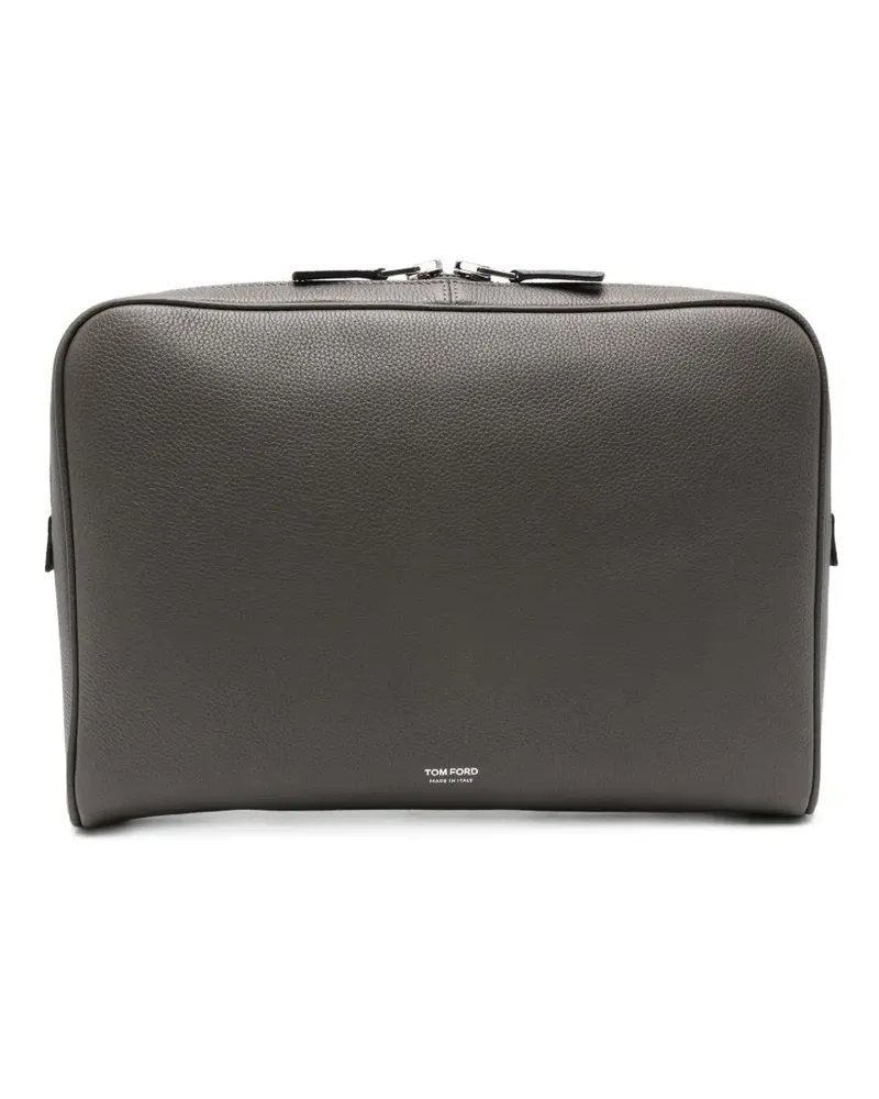 Tom Ford grained leather wash bag - Grau Grau