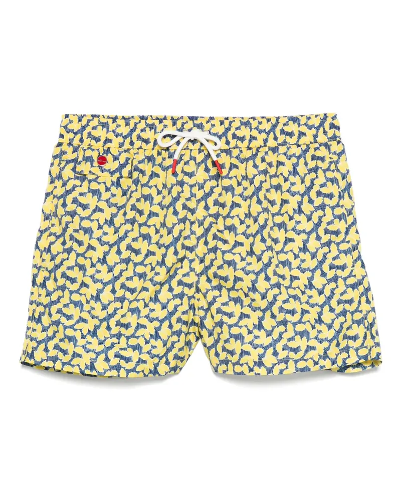 Kiton Badeshorts mit Blatt-Print - Gelb Gelb