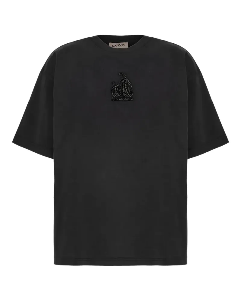 Lanvin embroidered feather top - Schwarz Schwarz