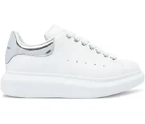 Oversized Sneakers mit Einsatz in Metallic-Optik - Weiß