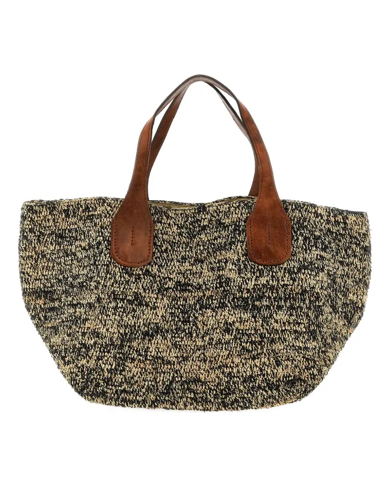 IBELIV Tokyo II woven raffia tote bag - Schwarz Schwarz