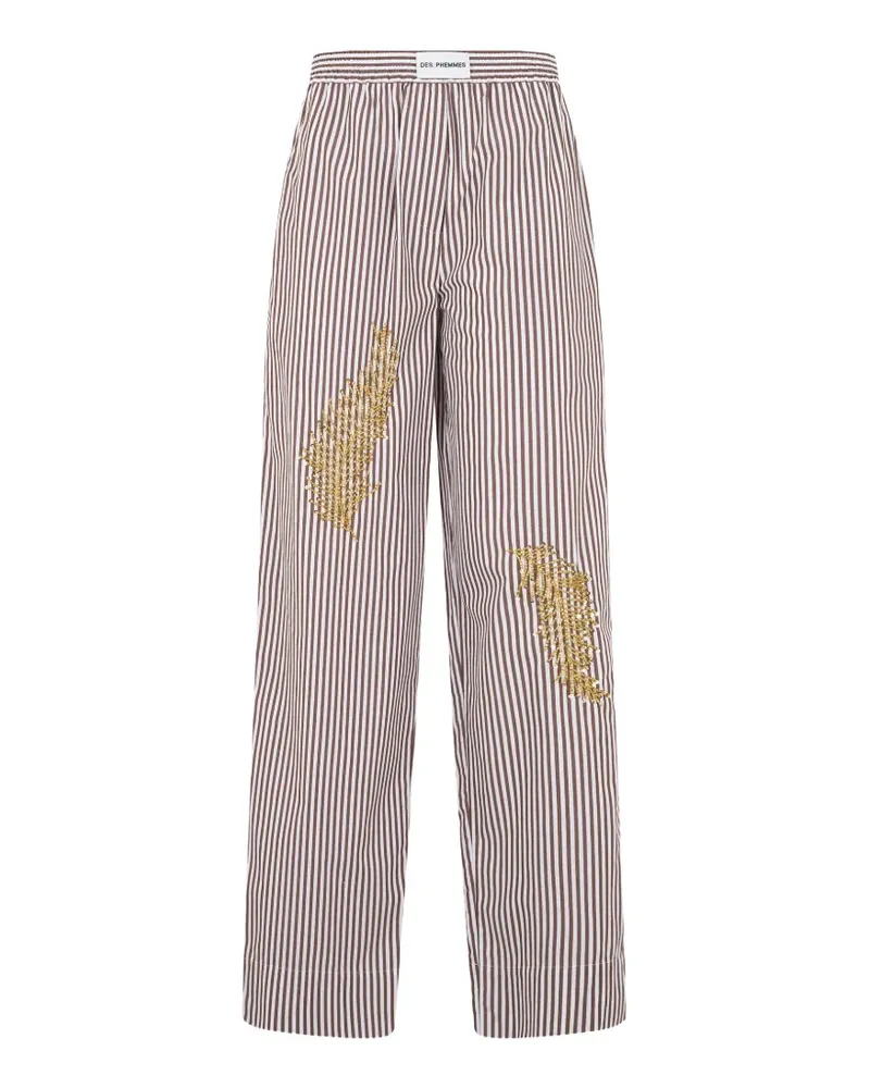 Des Phemmes sequin-embellished striped trousers - Braun Braun
