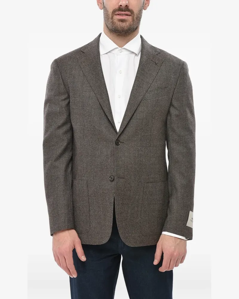 Corneliani single-breasted virgin wool blazer - Braun Braun