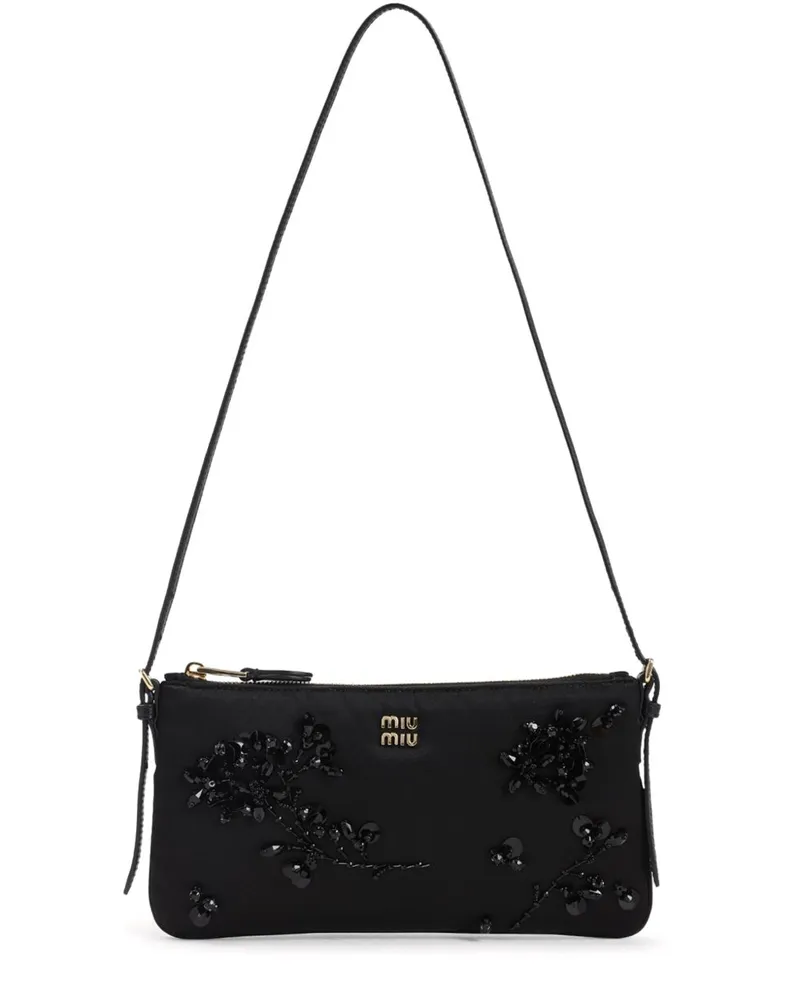 Miu Miu Bestickte Schultertasche - Schwarz Schwarz