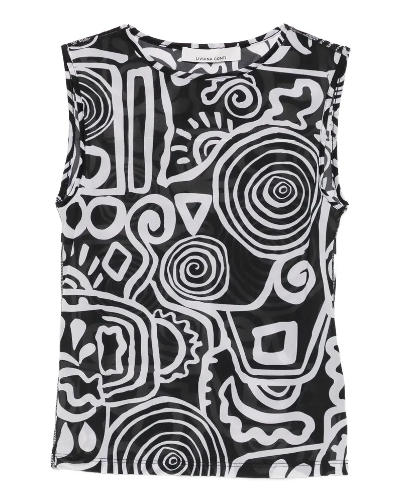Liviana Conti abstract-print sleeveless T-shirt - Schwarz Schwarz