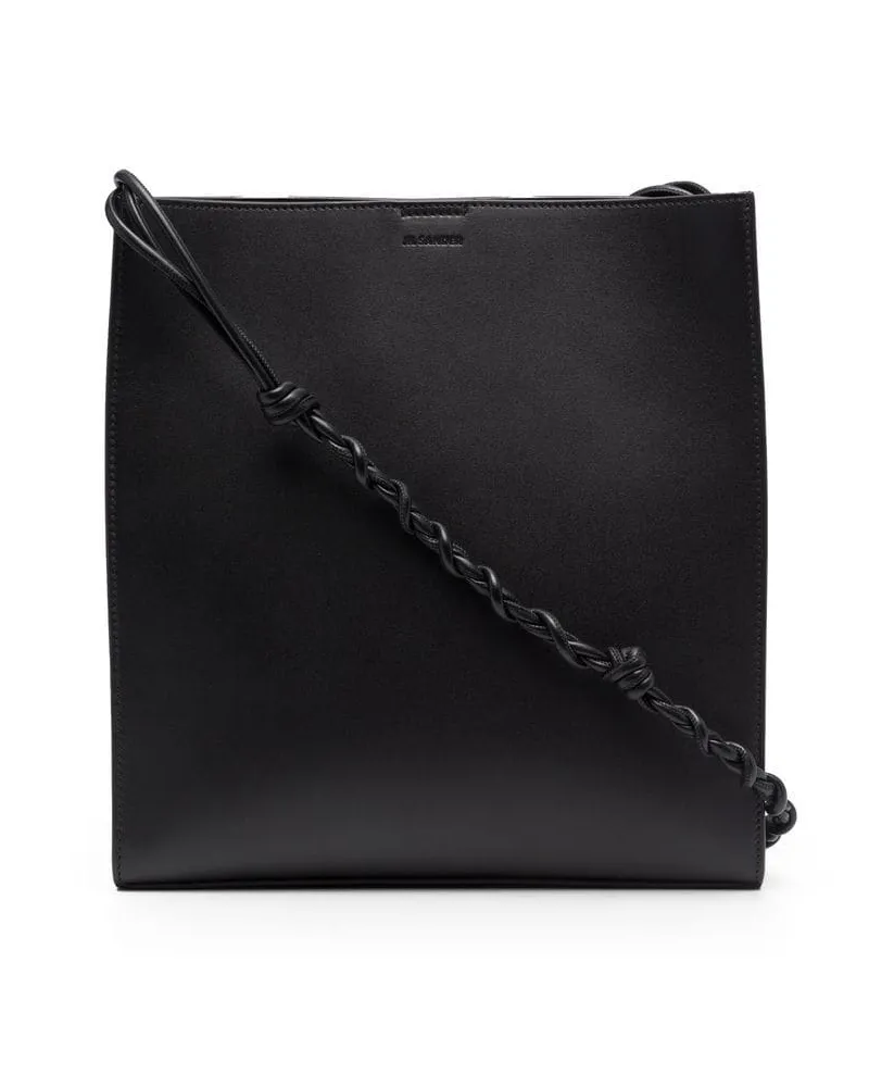 Jil Sander Schultertasche mit geflochtenem Riemen - Schwarz Schwarz