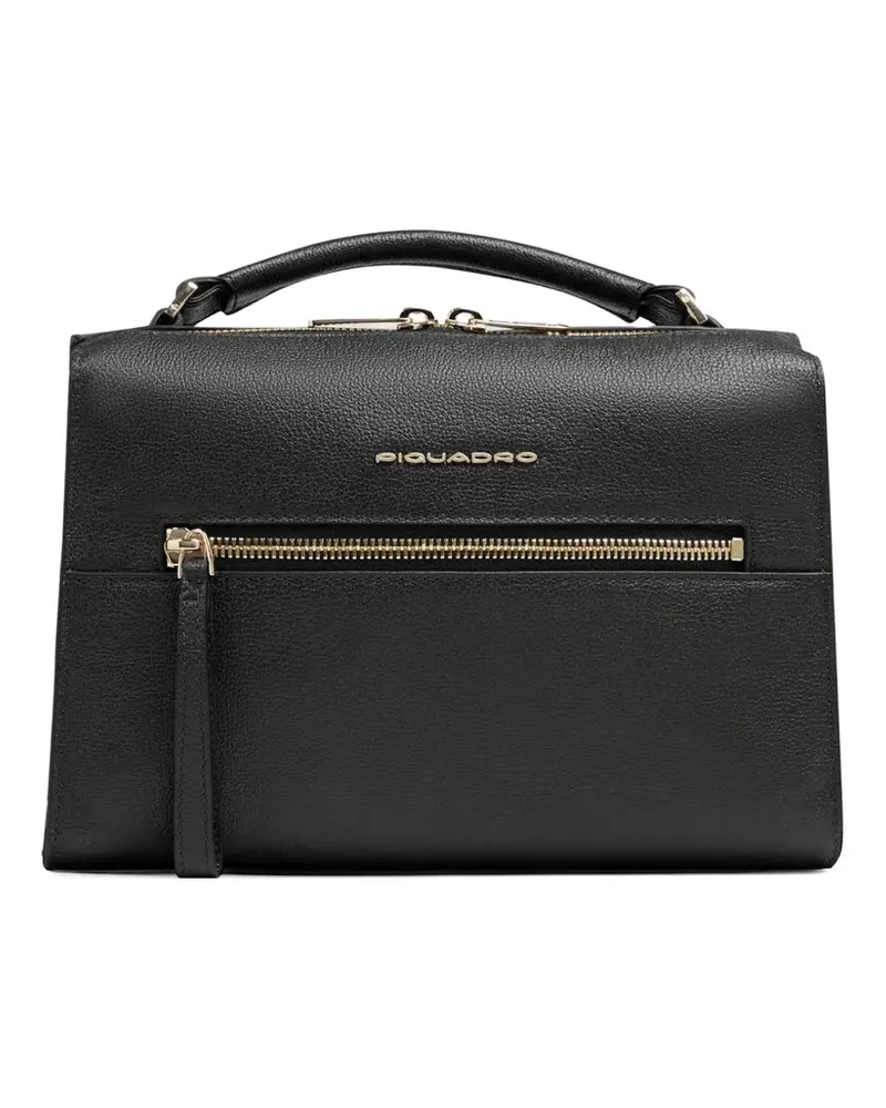 Piquadro leather iPad®mini tote bag - Schwarz Schwarz