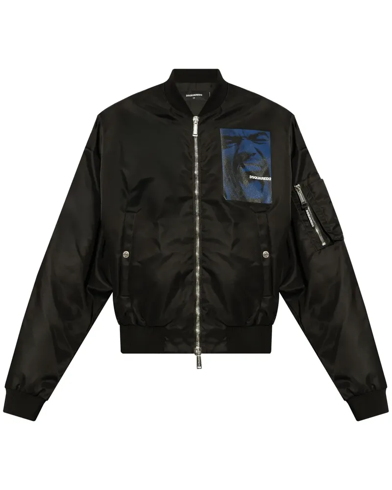 Dsquared2 Bomberjacke mit Logo-Print - Schwarz Schwarz