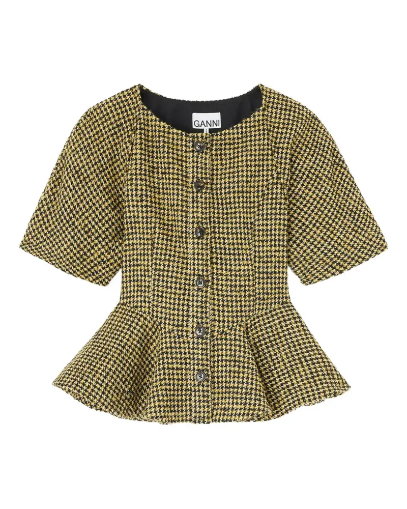 Ganni Bluse mit gelbem Karo Gelb