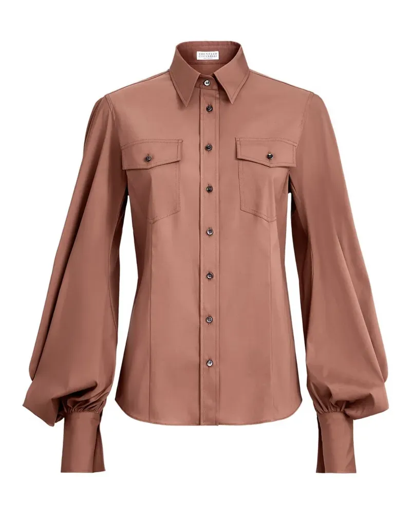 Brunello Cucinelli Hemd mit Ballonärmeln - Braun Braun