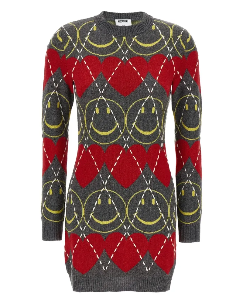 Moschino Smiley® Kleid mit Argyle-Muster - Grau Grau