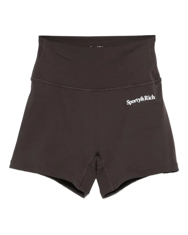 SPORTY & RICH logo-print stretch-design shorts - Braun Braun