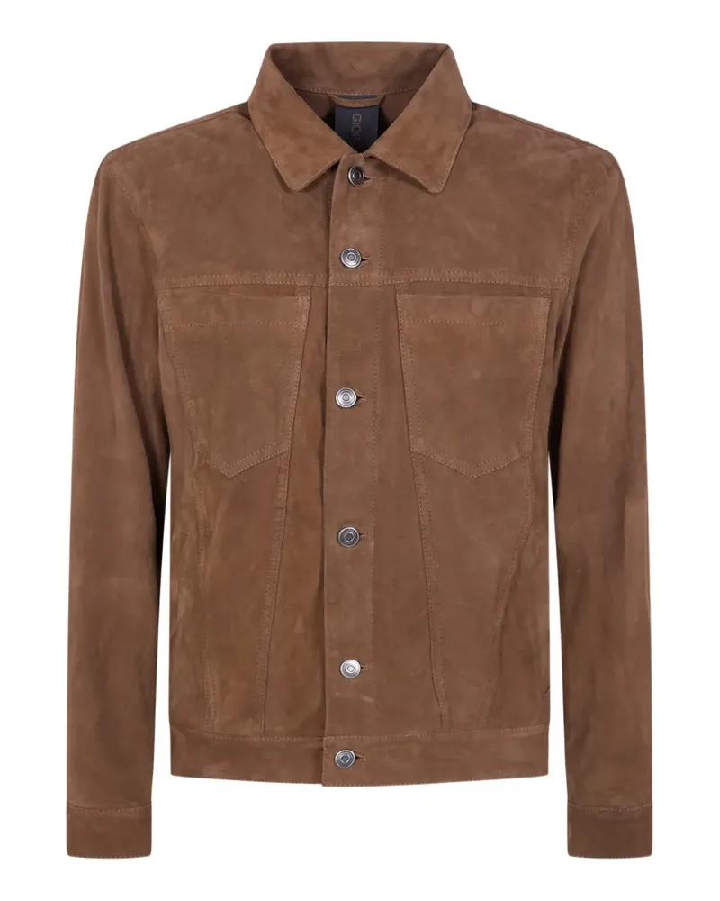 Giorgio Brato button suede jacket - Braun Braun