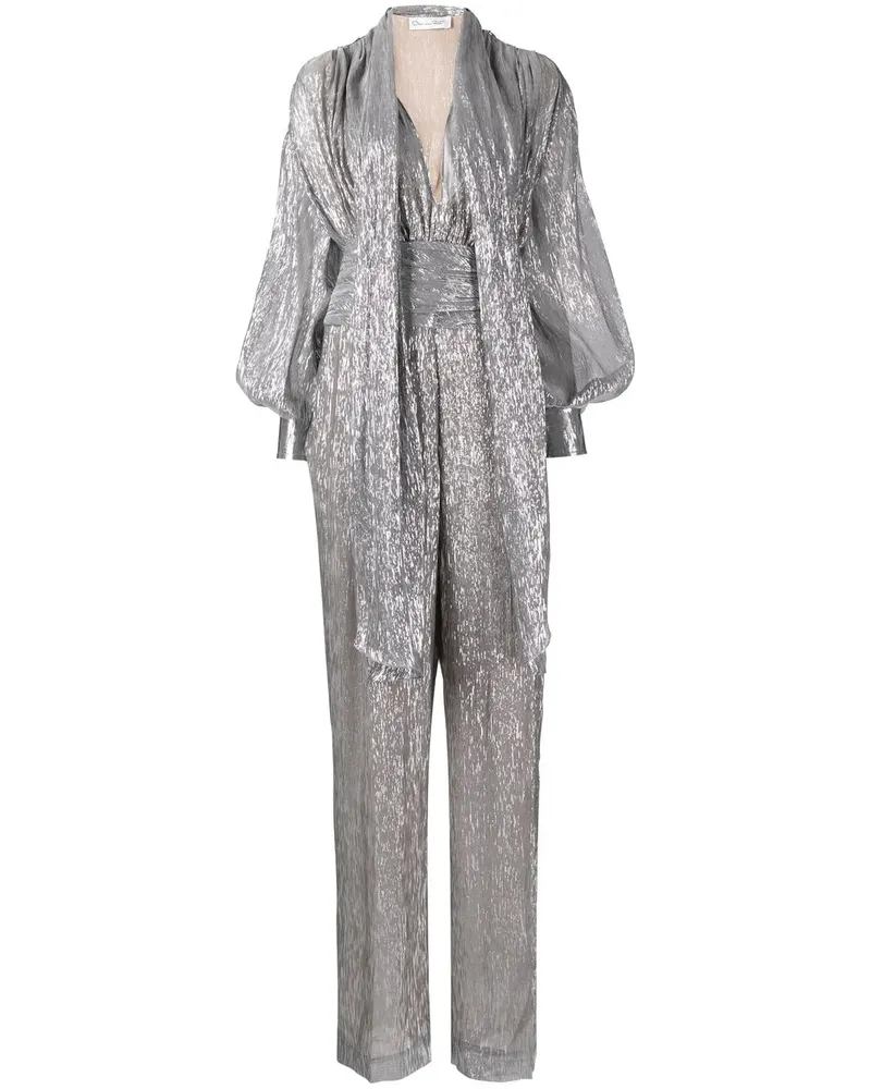 Oscar de la Renta Jumpsuit mit V-Ausschnitt - Silber Silber