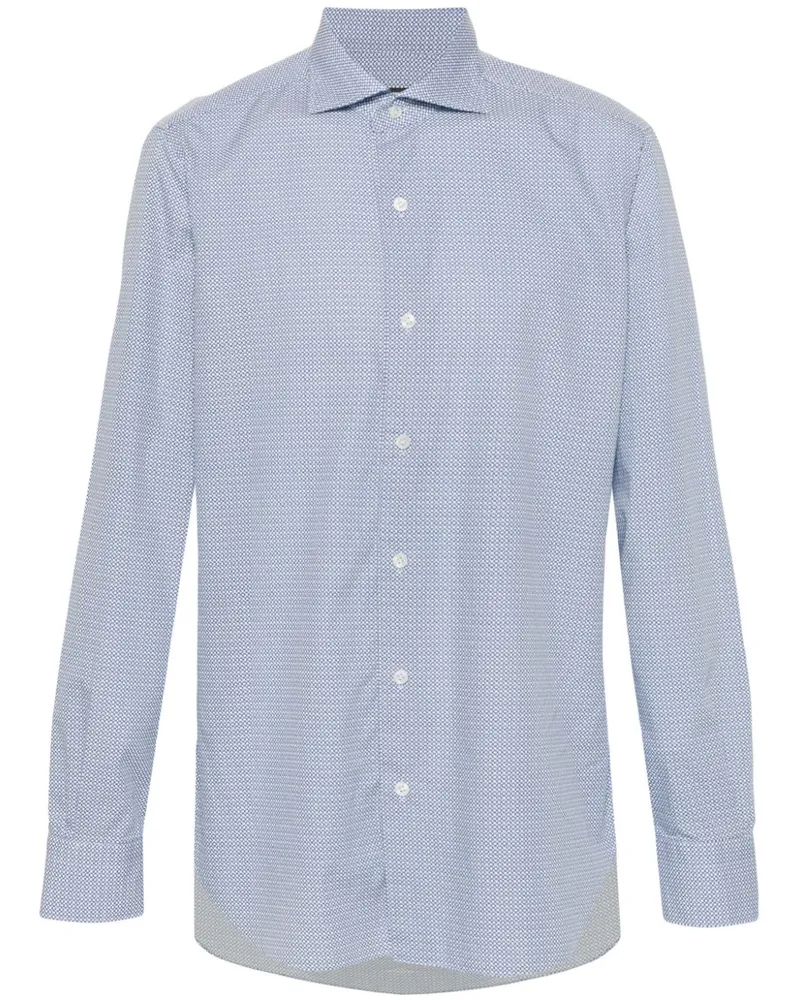 BARBA Hemd mit geometrischem Print - Weiß Weiß