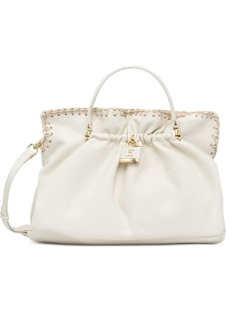 Ermanno Scervino woven-trim padlock-detail tote bag - Nude Nude