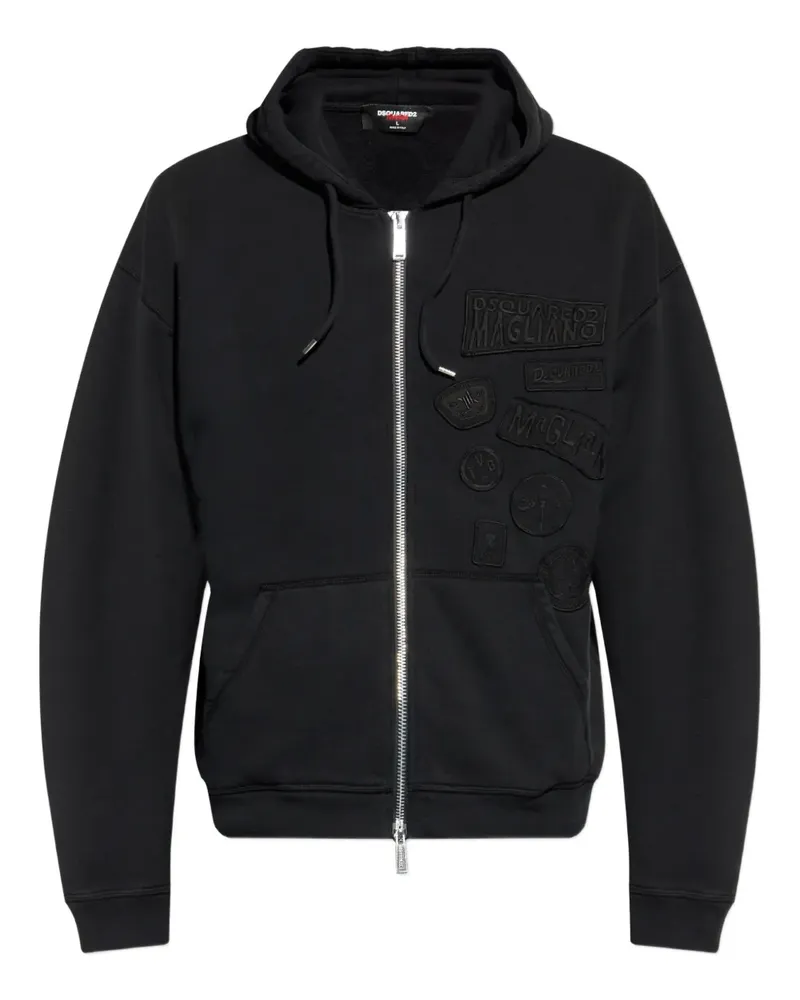 Dsquared2 Kapuzenjacke mit Applikation - Schwarz Schwarz