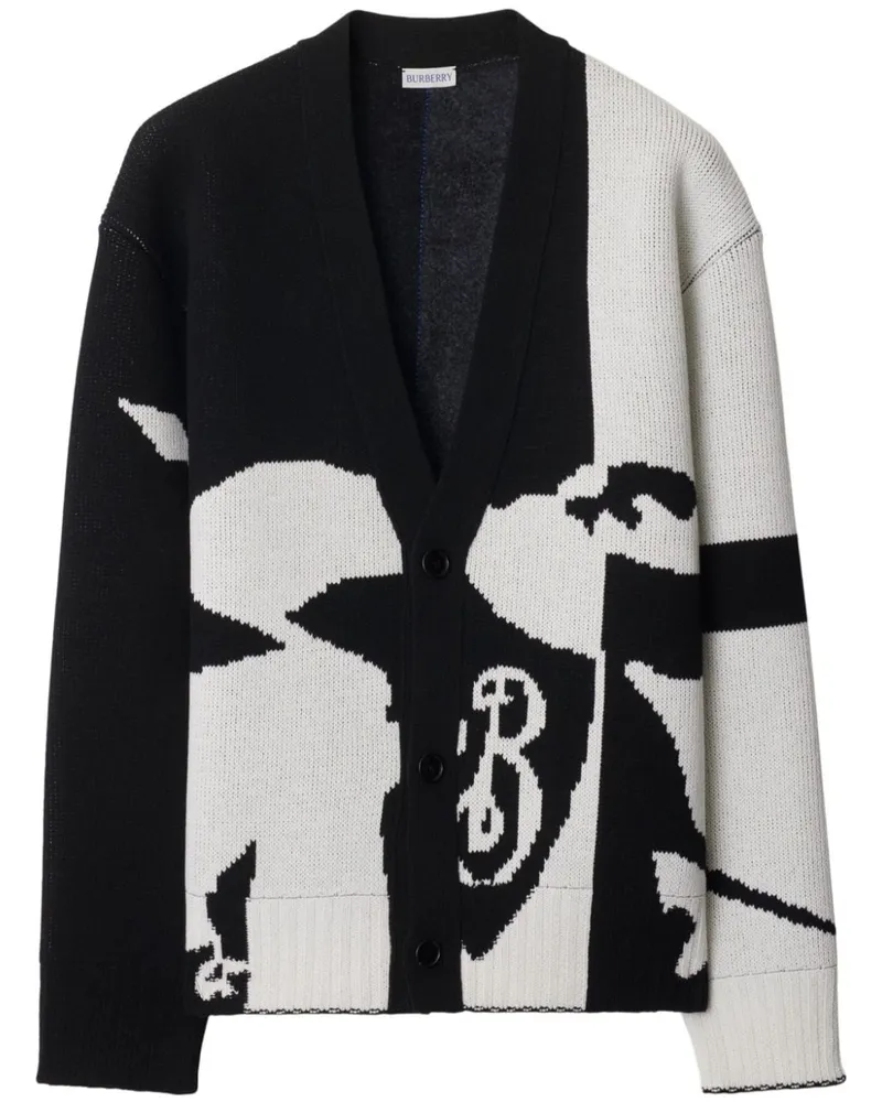 Burberry Kaschmircardigan mit EKD-Intarsie - Schwarz Schwarz