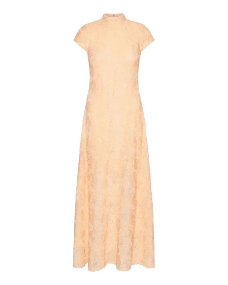 ROTATE Birger Christensen floral-pattern high-neck dress - Orange Orange