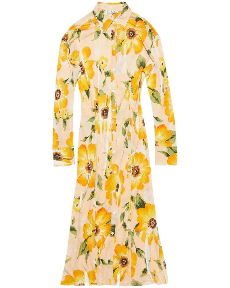 Acne Studios Midikleid mit Blumen-Print - Nude Nude