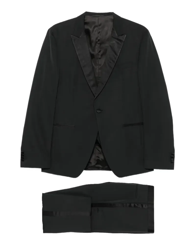 HUGO BOSS Dreiteiliger Smoking mit Satinrevers - Schwarz Schwarz