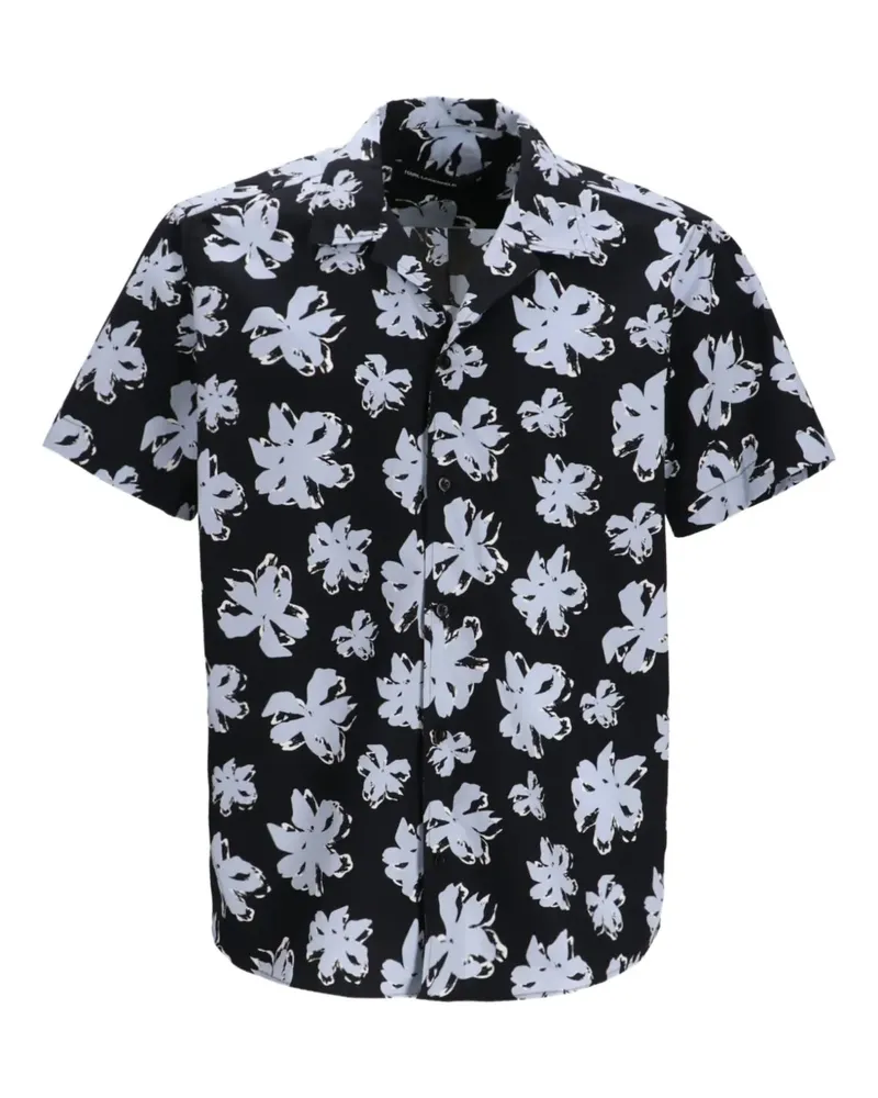 Karl Lagerfeld Hemd mit Blumen-Print - Schwarz Schwarz