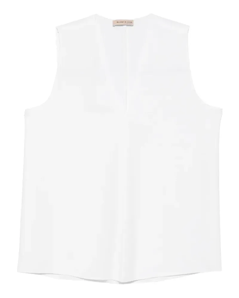 Blanca V-neck sleeveless blouse - Weiß Weiß