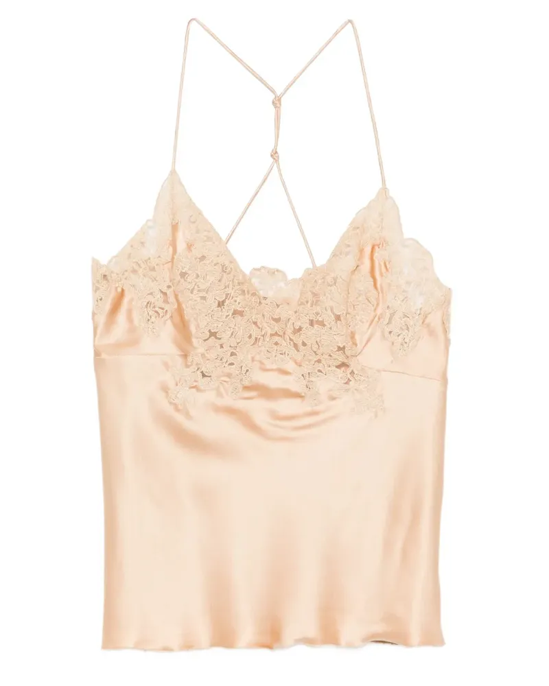 Ermanno Scervino Seidentop mit Spitzenborten - Nude Nude