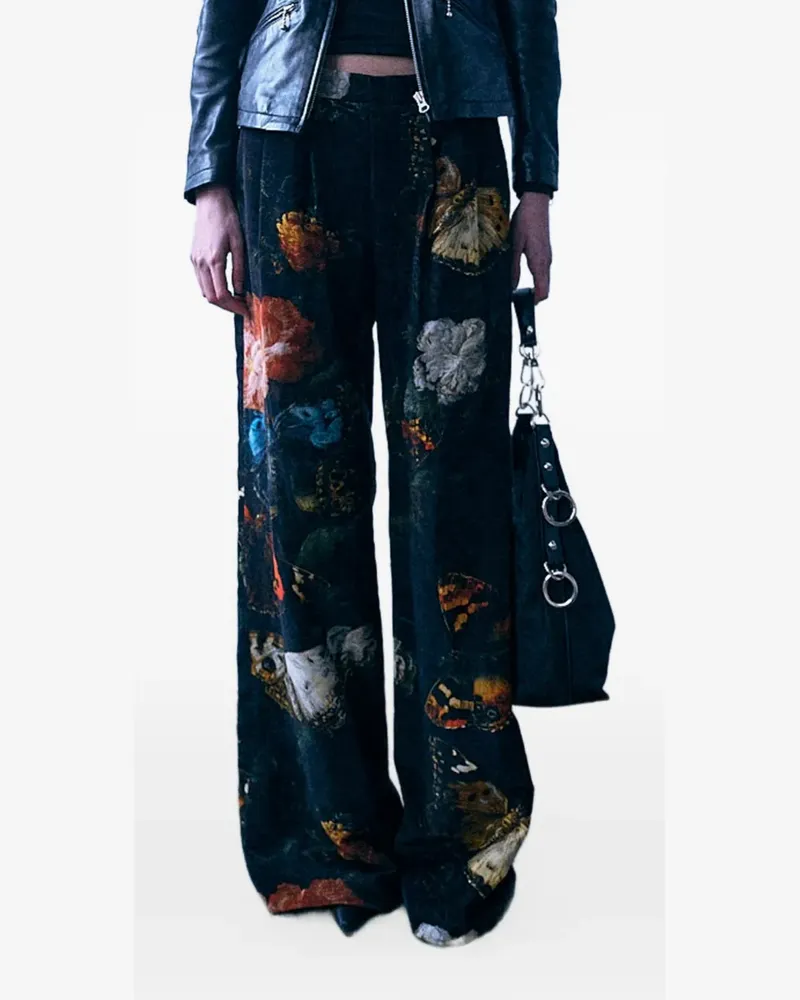 R13 double-pleat flared trousers - Schwarz Schwarz