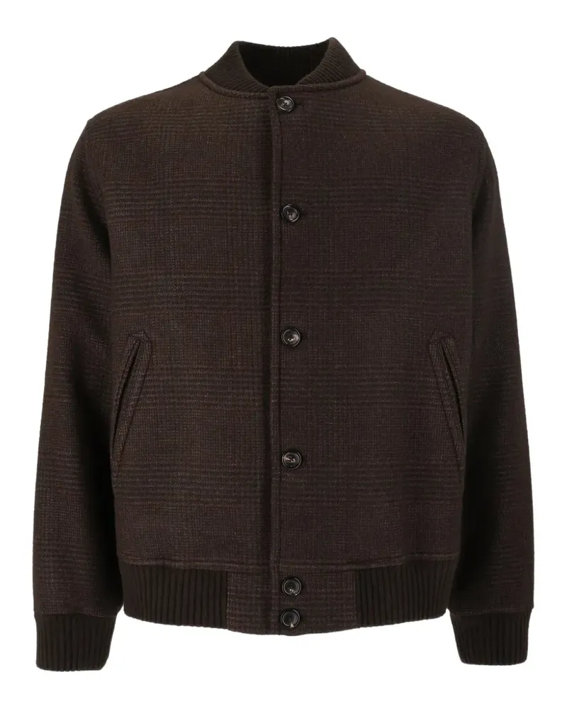 CIRCOLO 1901 check-pattern button-up bomber jacket - Braun Braun