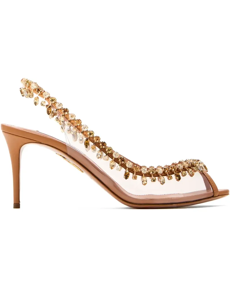 Aquazzura Slingback-Pumps mit Kristallen, 105mm - Nude Nude