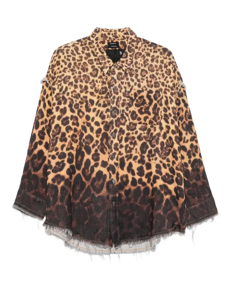 R13 leopard-print frayed cotton shirt - Braun Braun