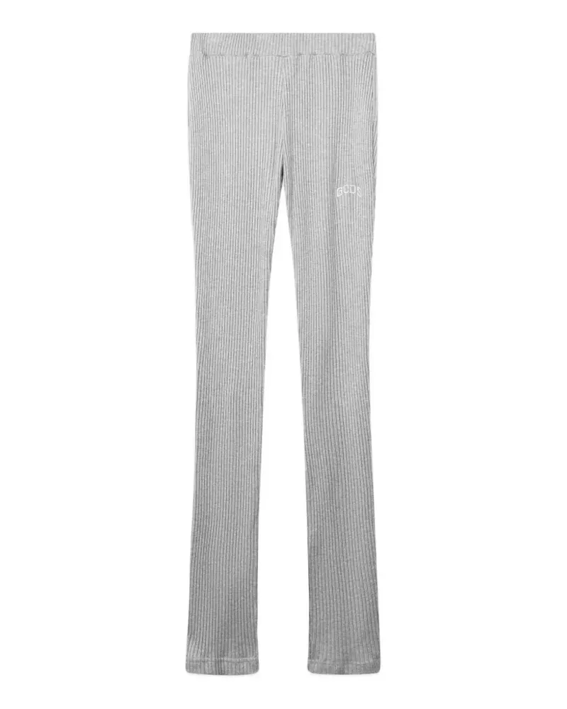 GCDS Gerippte Leggings mit Logo-Stickerei - Grau Grau