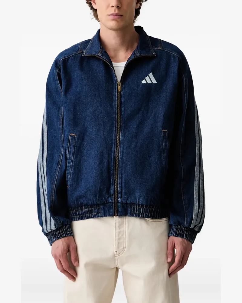 adidas logo-embroidered denim jacket - Blau Blau