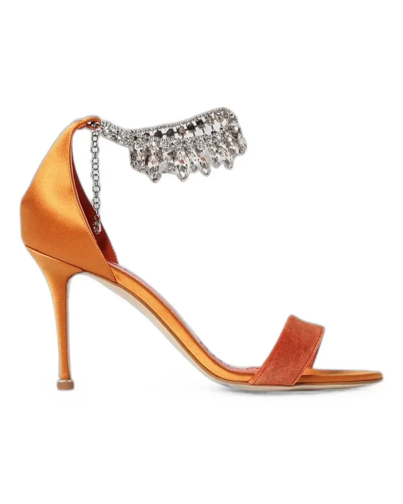 Manolo Blahnik Tulisan crystal-embellished sandals - Orange Orange