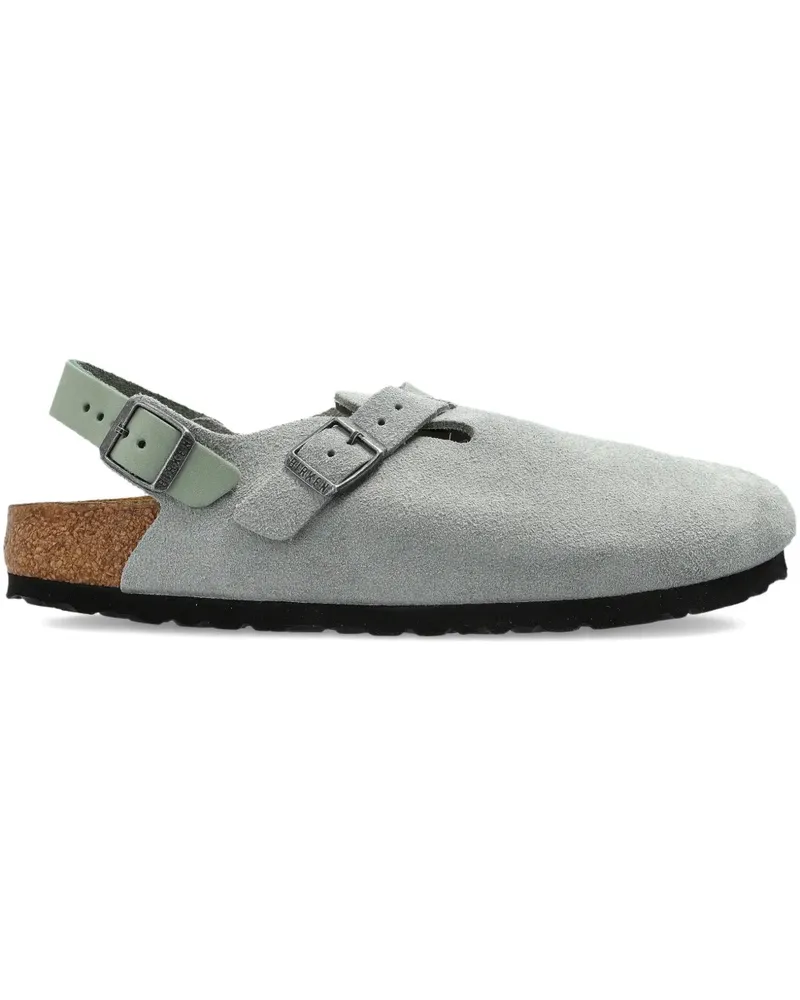 Birkenstock buckle strap suede mules - Grau Grau
