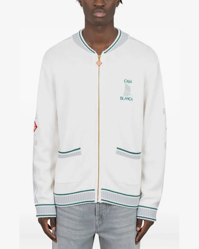 Casablanca Paris Cardigan aus Logo-Jacquard - Weiß Weiß