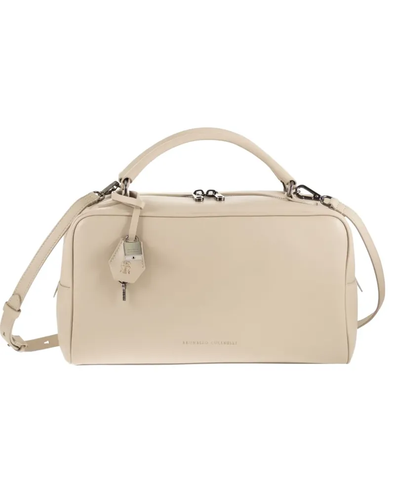 Brunello Cucinelli padlock explorer leather tote - Nude Nude
