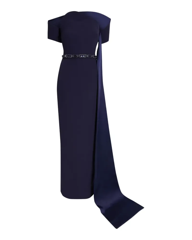 Safiyaa Asymmetrisches Giorgia Maxikleid mit Schärpe - Blau Blau