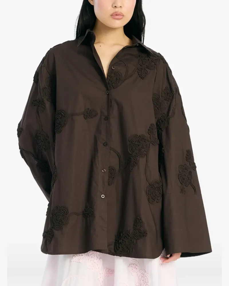 ROTATE Birger Christensen flower oversized shirt - Braun Braun
