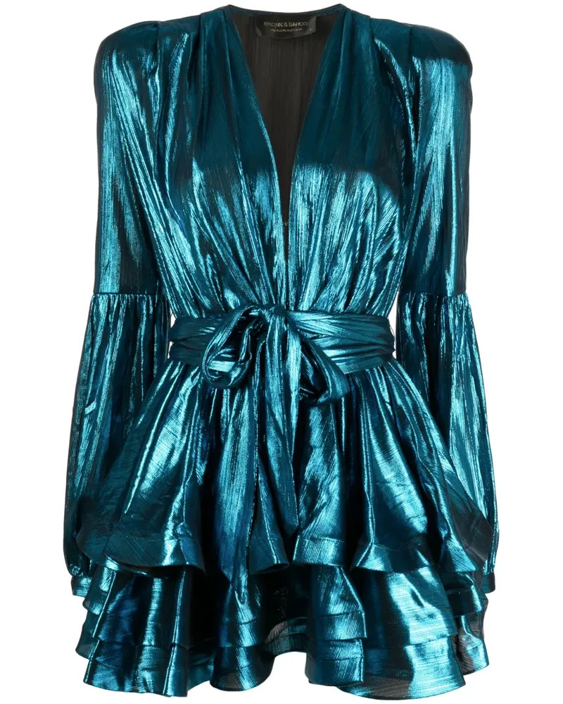 BRONX AND BANCO Gerüschtes Kleid mit V-Ausschnitt - Blau Blau